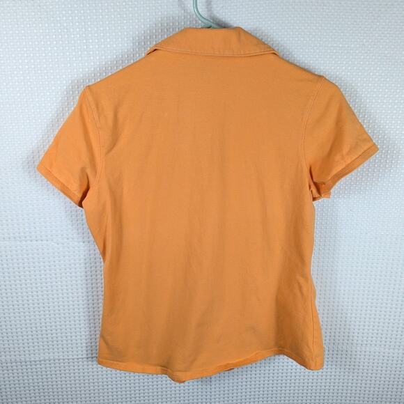 Sonoma Life Style Women’s Large Collared V-Neck Shirt Orange Cotton Spandex Top - Picture 4 of 4